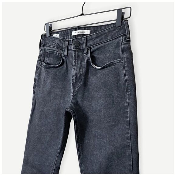 PacSun Men's Jeans Slim Skinny Stretch Mid Rise Black Wash Sz 28x30 - Picture 7 of 13